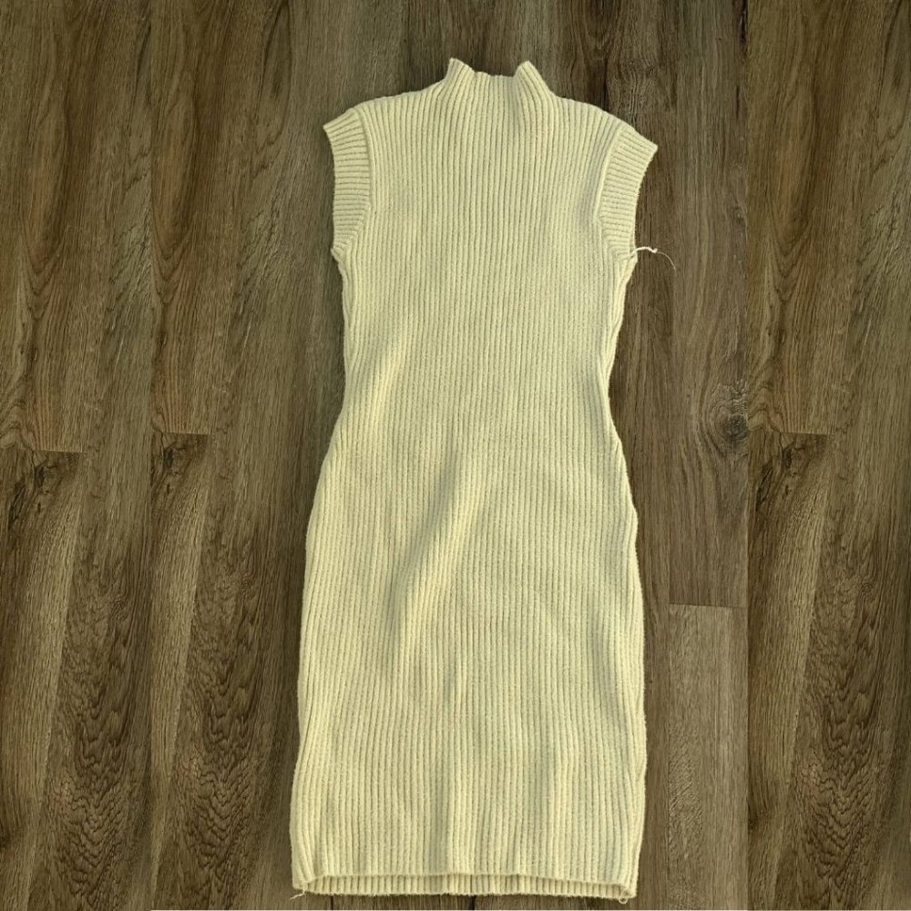 Knitted wool mock-neck mini dress